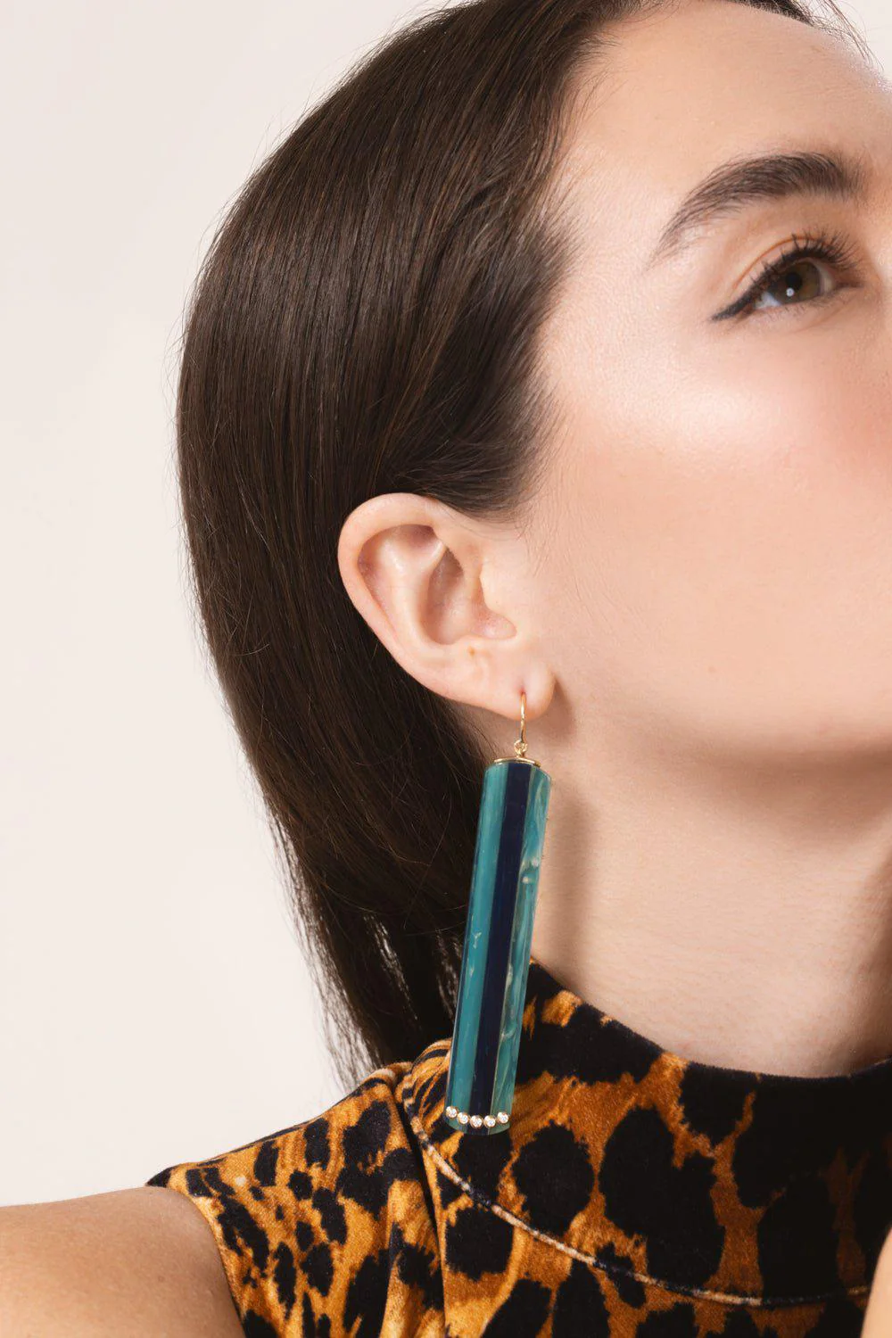 Diamond Blue Bakelite Earrings - Image 5