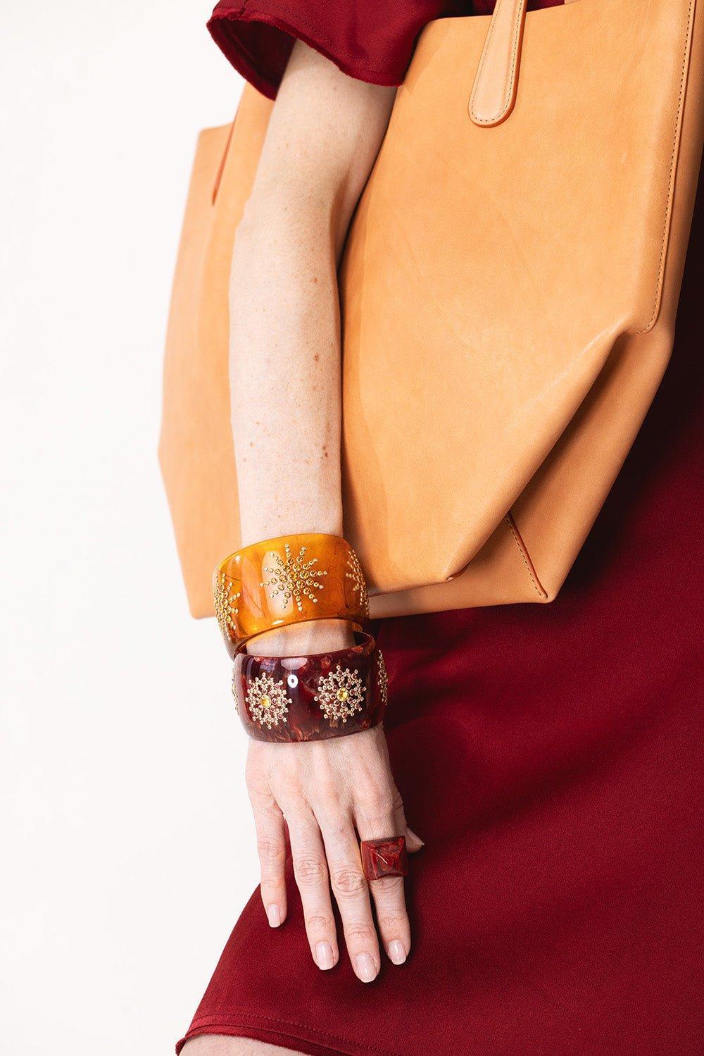 Diamond Citrine Tortoise Bakelite Bangle - Image 5