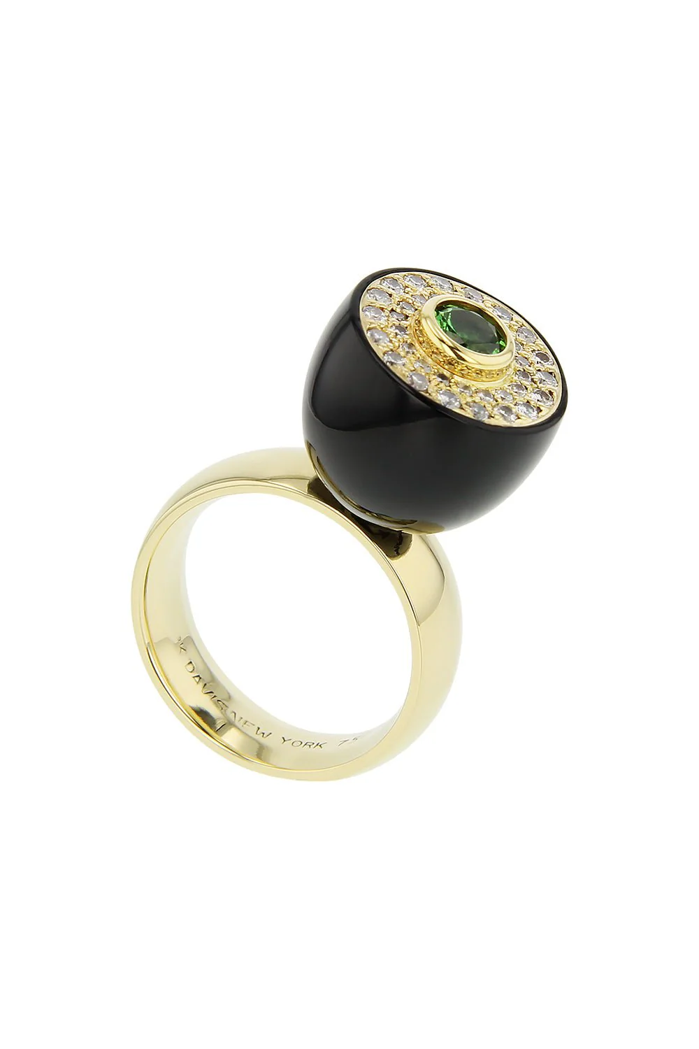 Diamond Garnet Green Bakelite Ring - Image 5