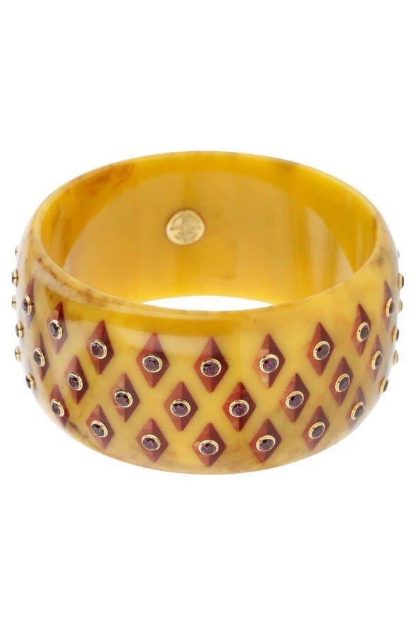 Garnet Yellow Bakelite Bangle - Image 5