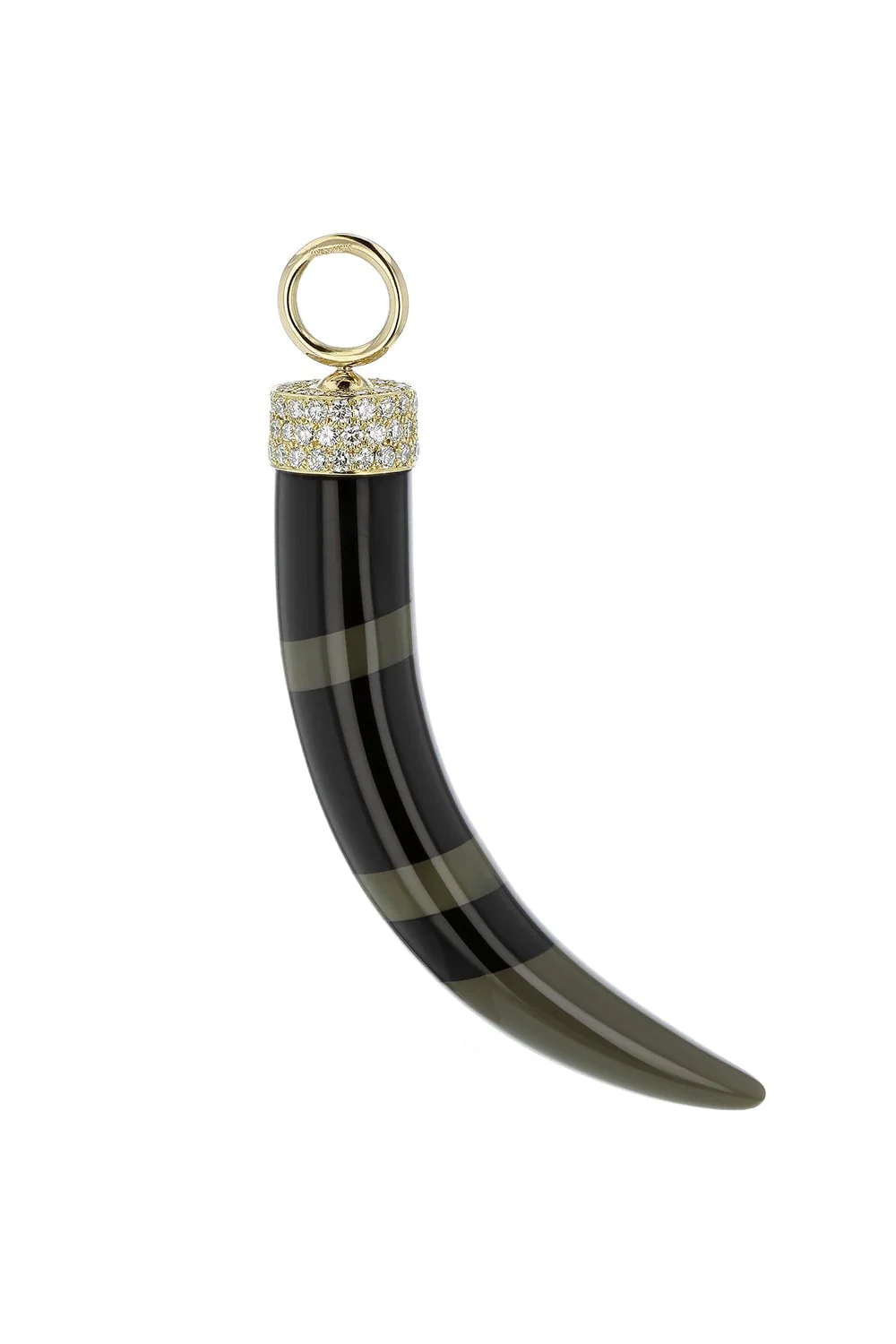 Green Black Diamond Bakelite Tusk Pendant