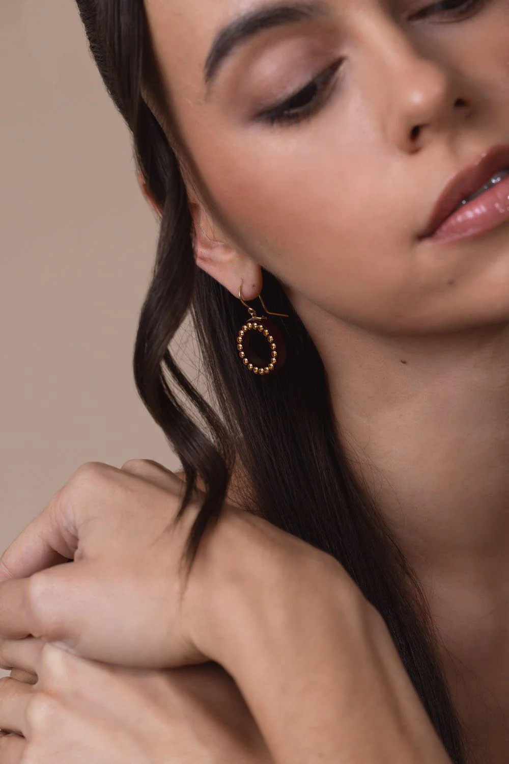 Mozambique Garnet Burgundy Bakelite Earrings - Image 3