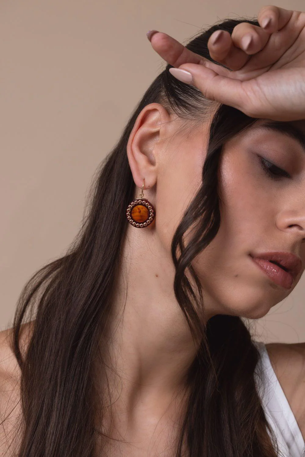 Mozambique Garnet Tortoise Bakelite Earrings - Image 2