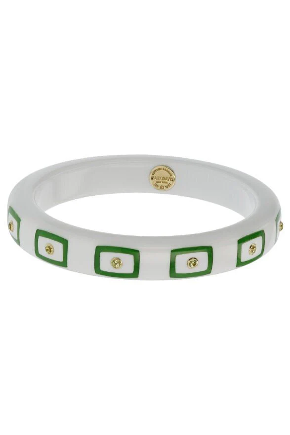 Peridot White Green Bakelite Bangle - Image 4