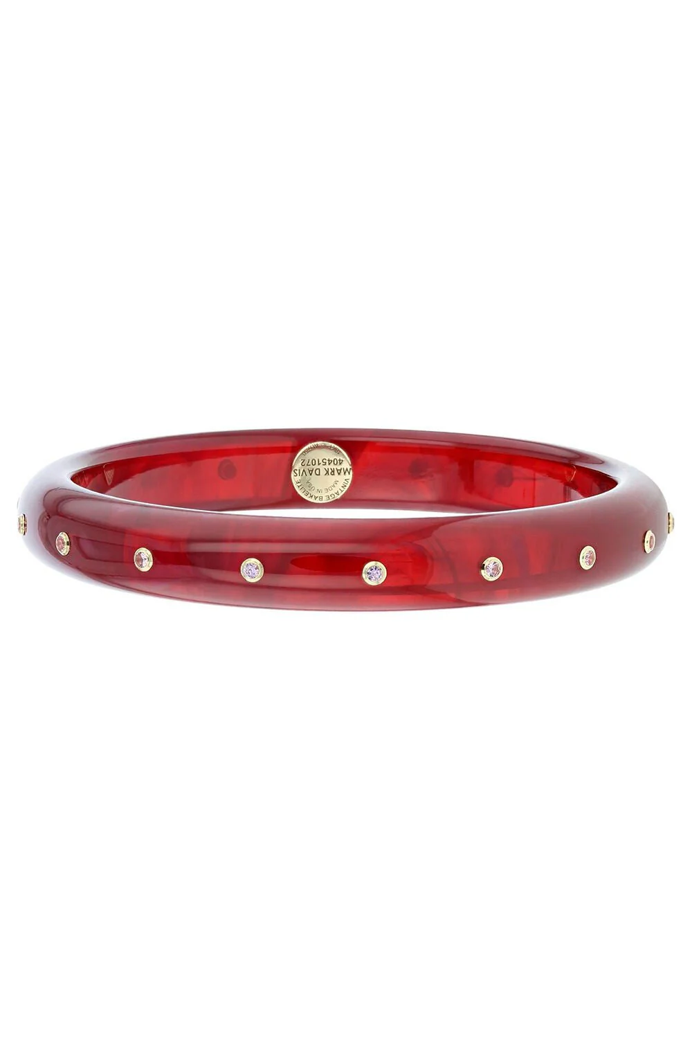 Pink Sapphire Burgundy Bakelite Bangle - Image 2