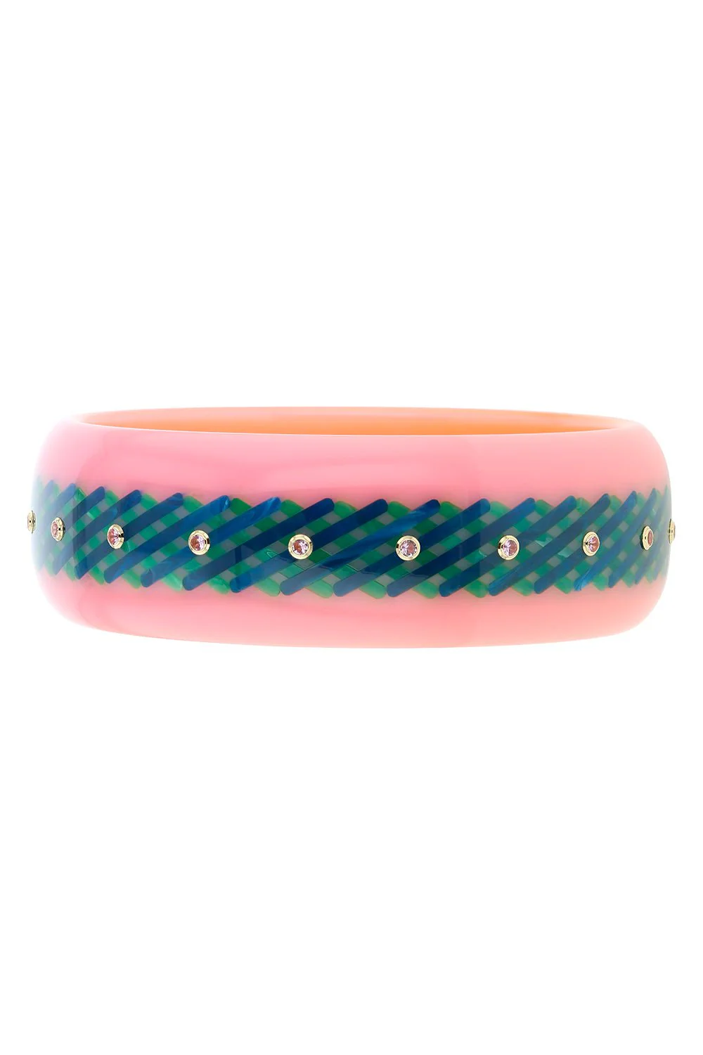 Pink Sapphire Green Bakelite Bangle