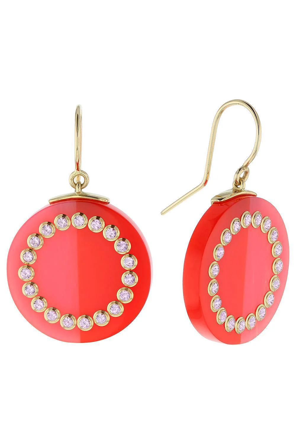 Pink Sapphire Red Bakelite Earrings