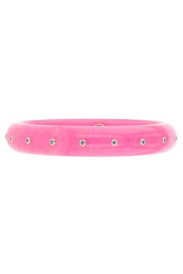 Small Blue Sapphire Pink Bakelite Bangle Bracelet