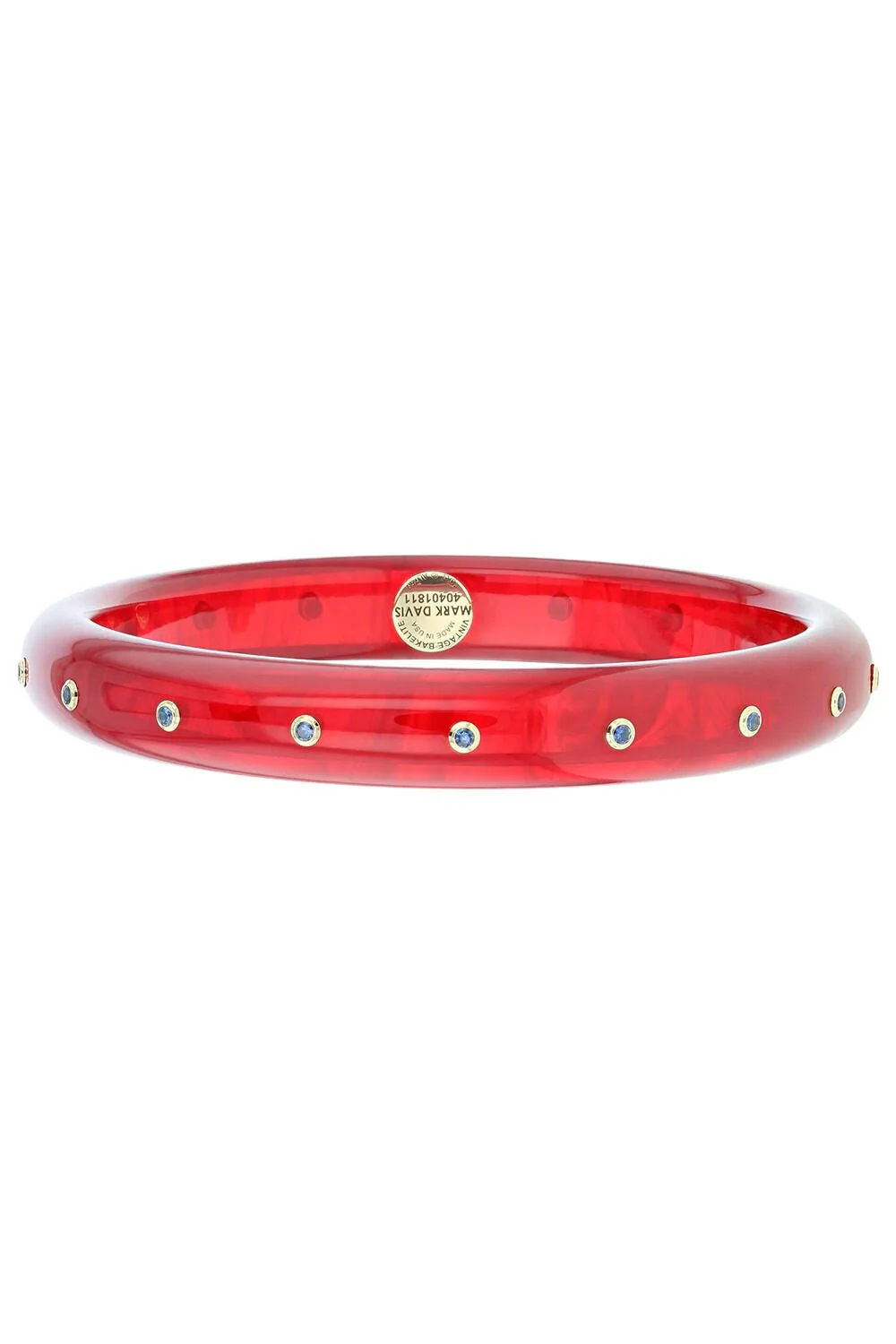 Small Blue Sapphire Red Bakelite Bangle - Image 5
