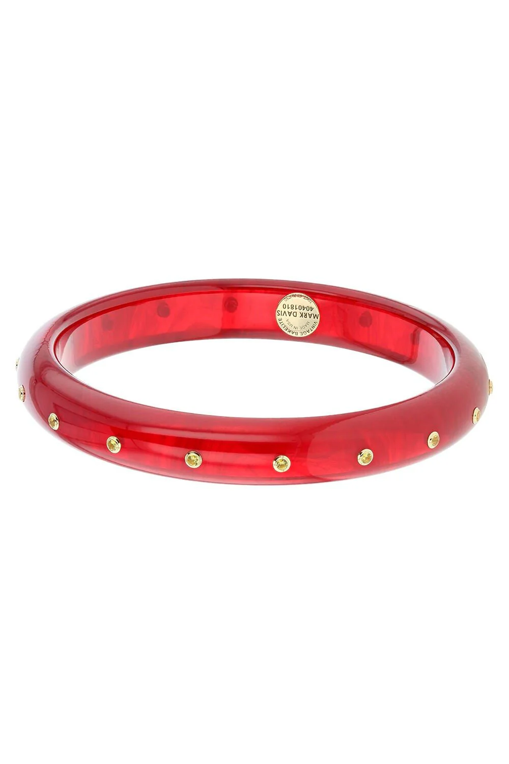 Small Yellow Sapphire Red Bakelite Bangle - Image 5