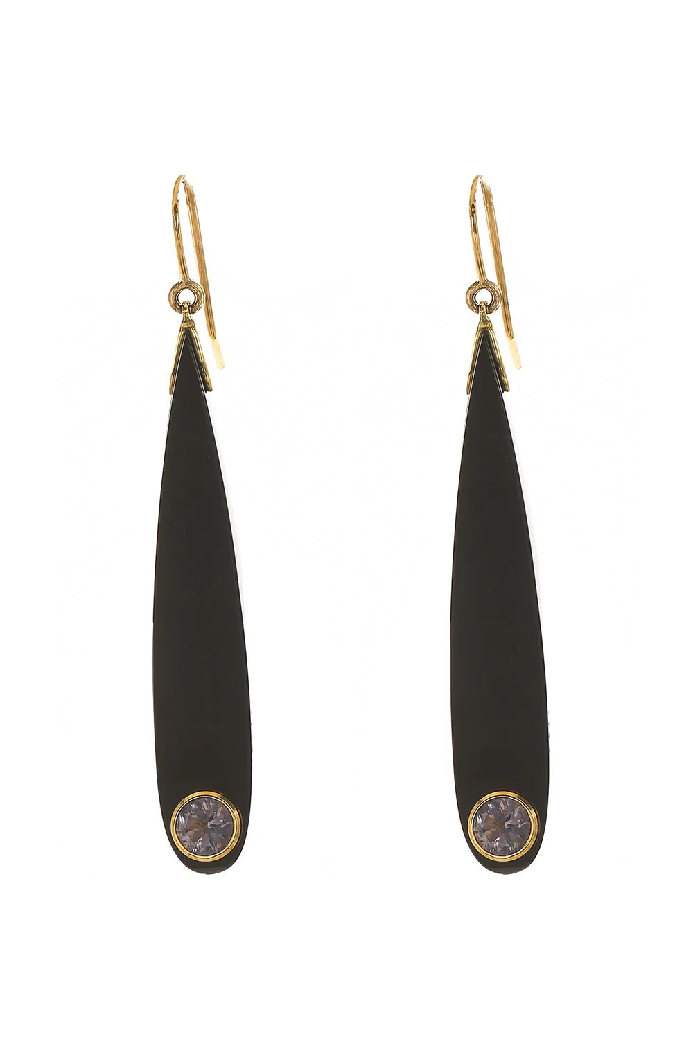 Smoky Quartz Black Bakelite Earrings