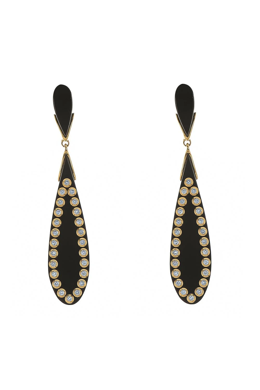 White Sapphire Black Bakelite Earrings