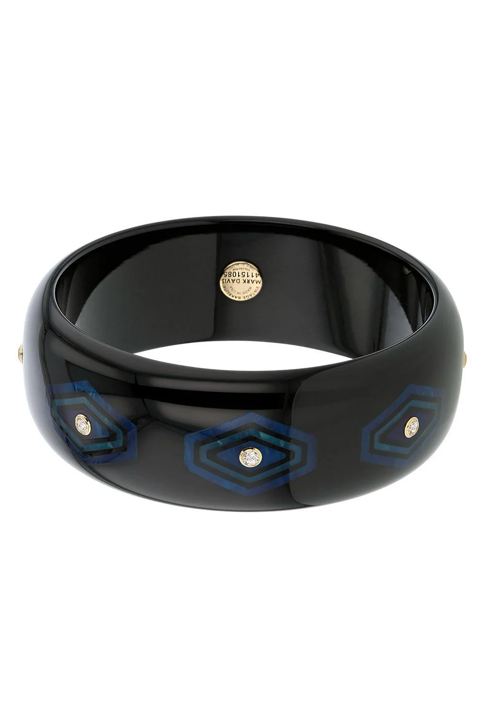 White Topaz Black Bakelite Bangle - Image 5