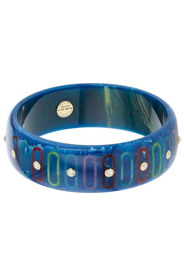 White Topaz Blue Bakelite Bangle - Image 6