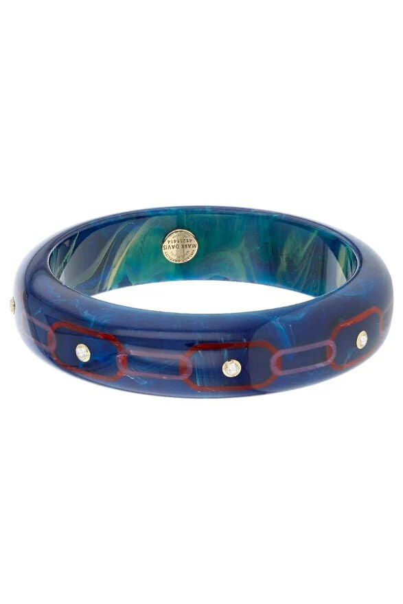 White Topaz Blue Bakelite Bangle - Image 6