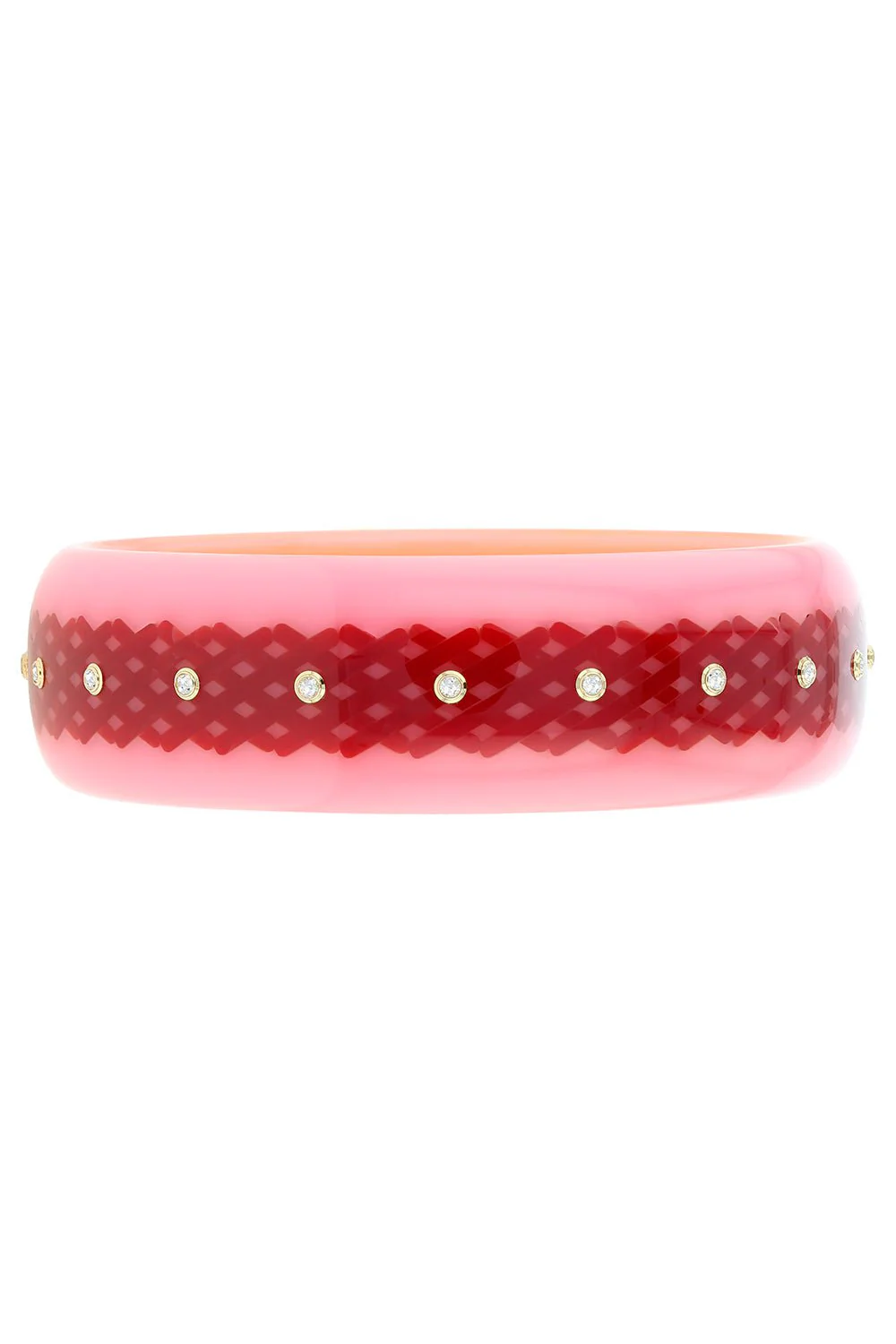 White Topaz Pink Red Bakelite Bangle