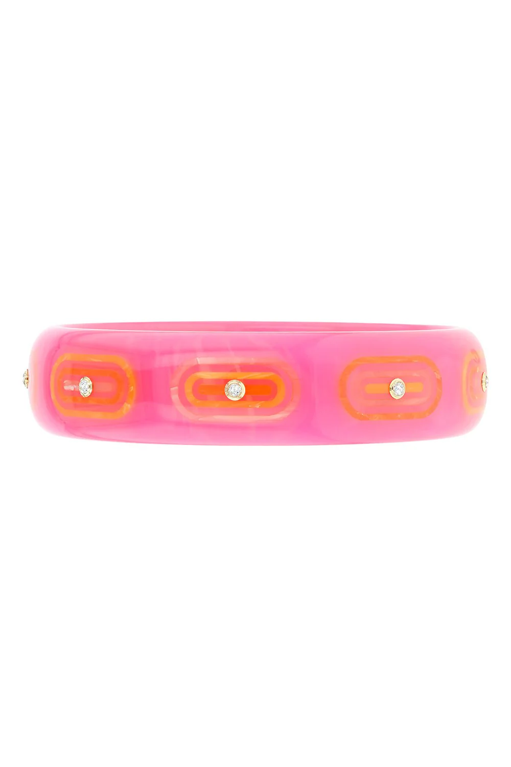 White Topaz Pink Yellow Bakelite Bangle