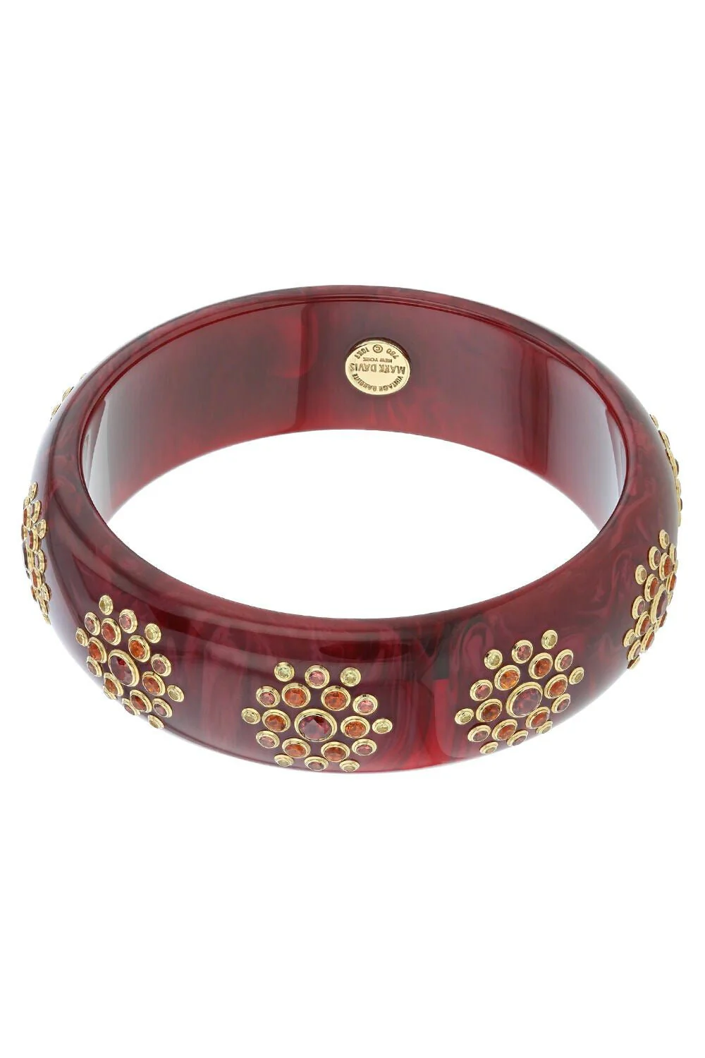 Yellow Sapphire Burgundy Bakelite Bangle - Image 4