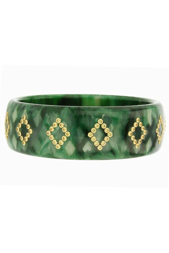 Yellow Sapphire Green Bakelite Bangle
