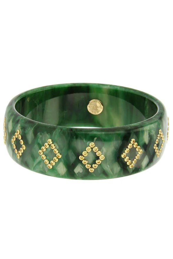 Yellow Sapphire Green Bakelite Bangle - Image 5