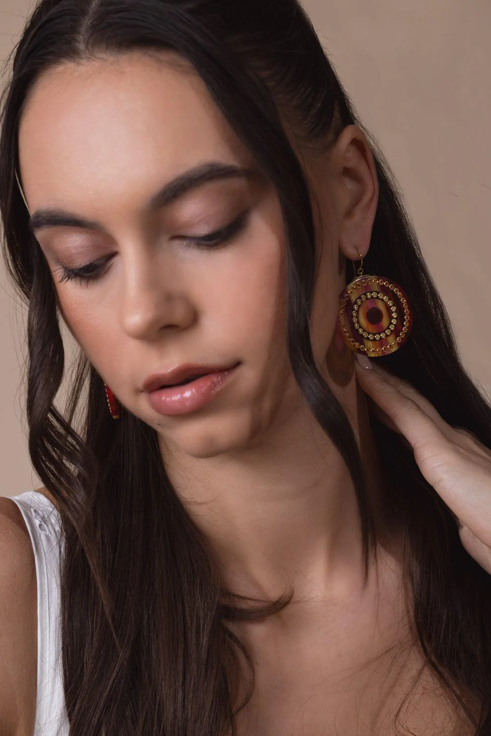 Yellow Sapphire Orange Bakelite Earrings - Image 4