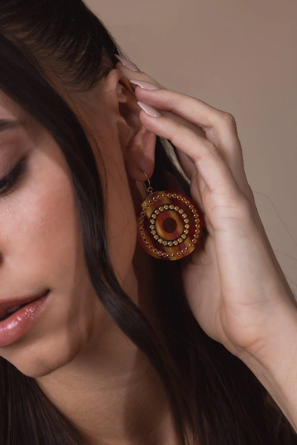Yellow Sapphire Orange Bakelite Earrings - Image 5