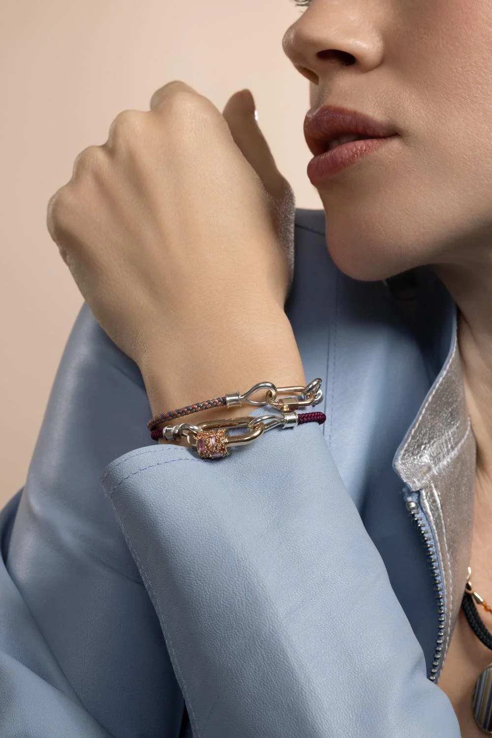 Aubergine String Project Bracelet - Silver - Image 3