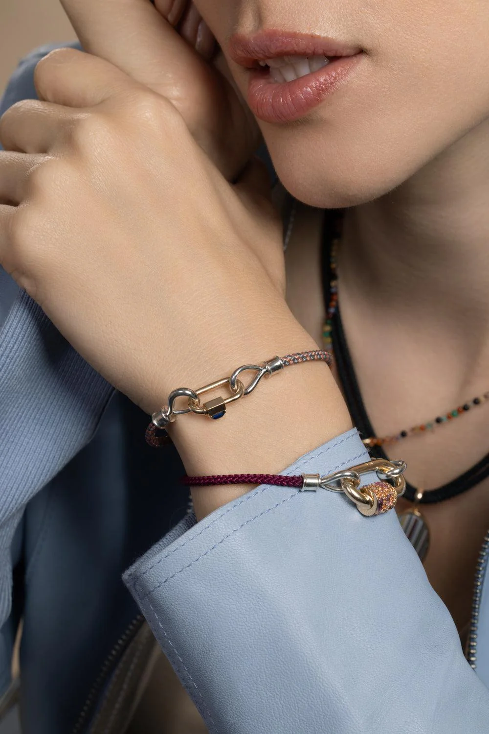 Aubergine String Project Bracelet - Silver - Image 4