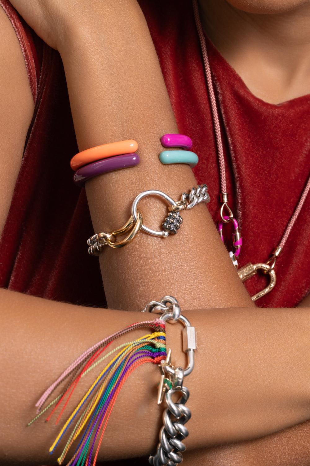 Fuchsia Tacky Hinged Cuffling Bracelet - Image 4
