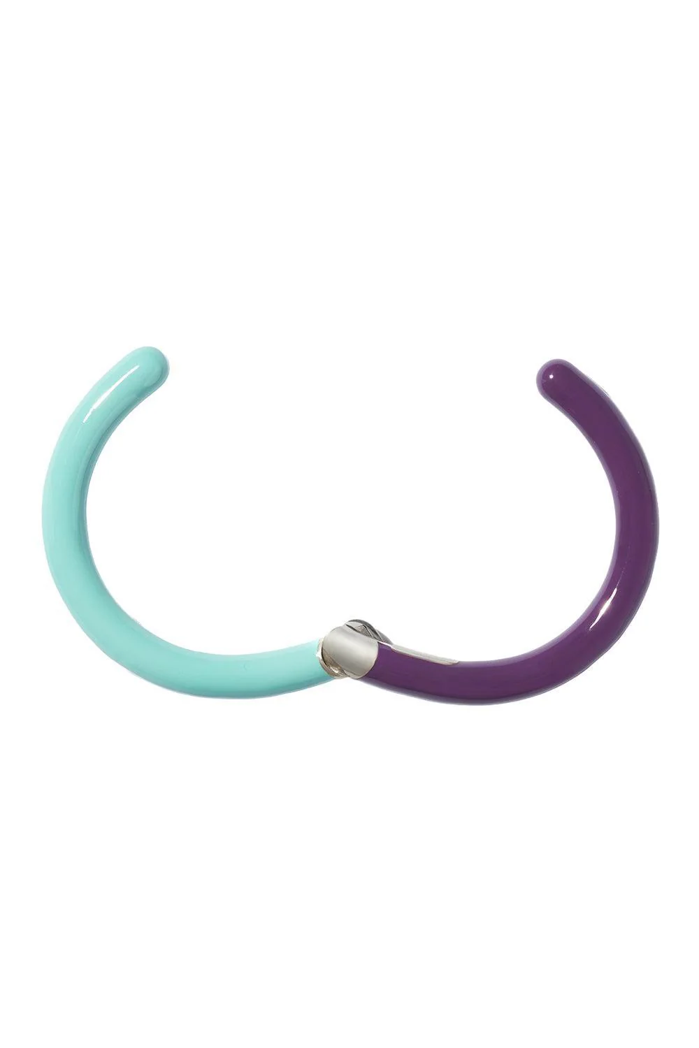 Light Blue Aubergine Hinged Cuffling Bracelet - Image 5