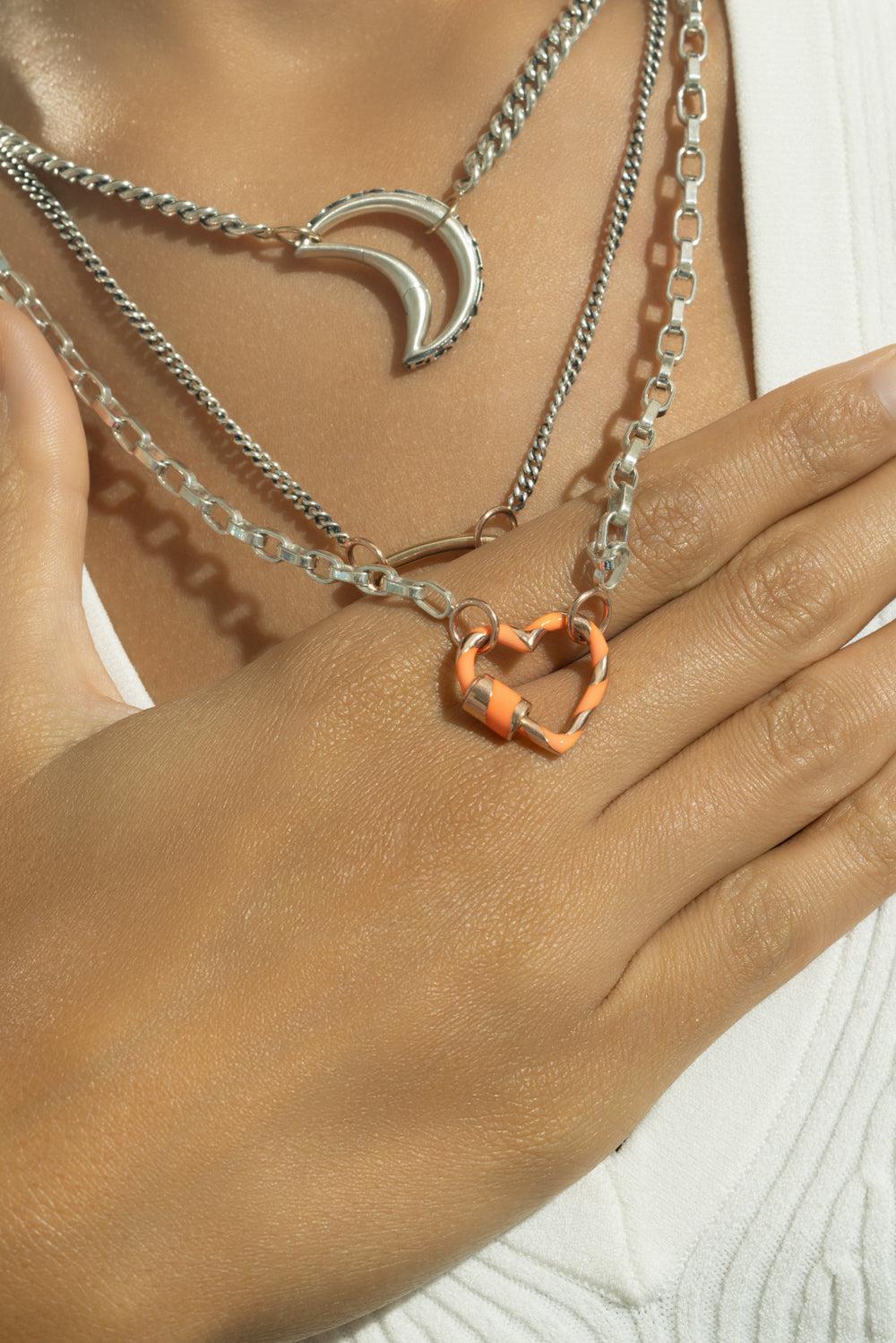 Mixed Metal Biker Chain Necklace - Silver - 14in - Image 3