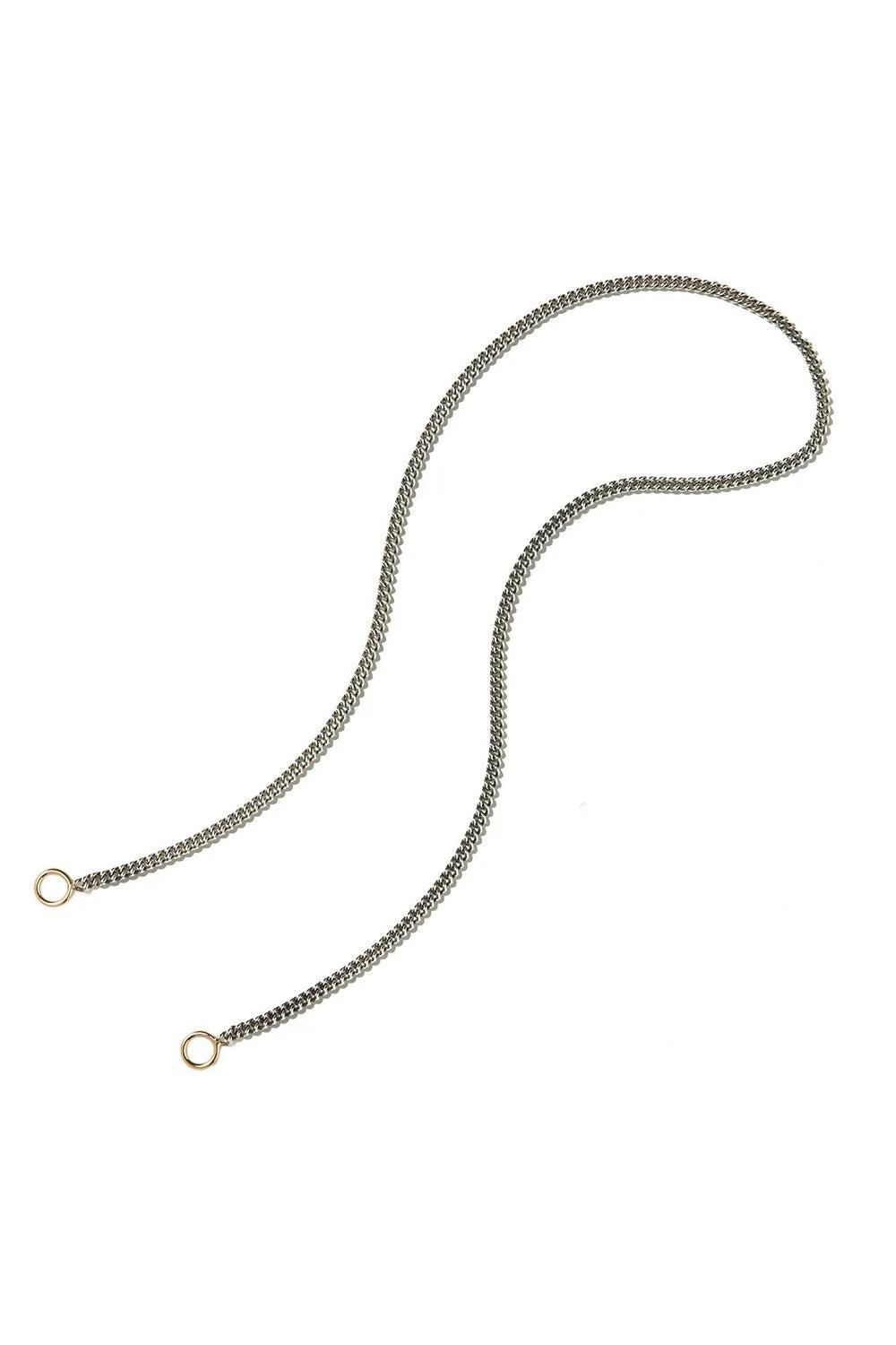 Mixed Metal Not So Heavy Curb Chain Bracelet - Silver - 6in