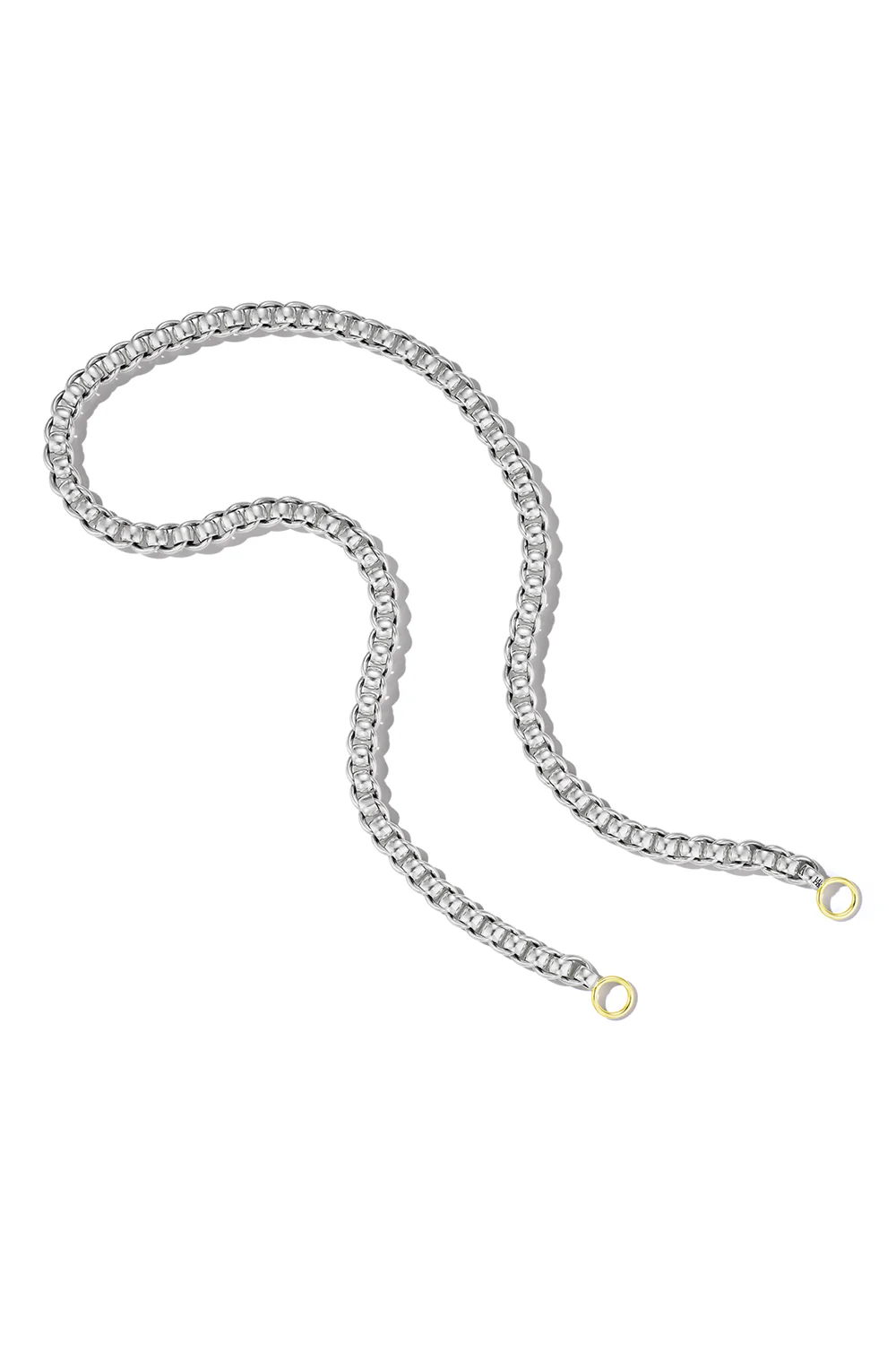 Rolling Curb Necklace - Silver Yellow Gold - 18in