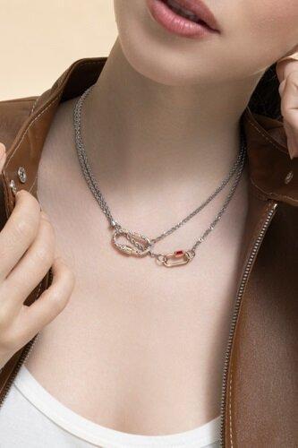 Rolling Curb Necklace - Silver Yellow Gold - 18in - Image 2