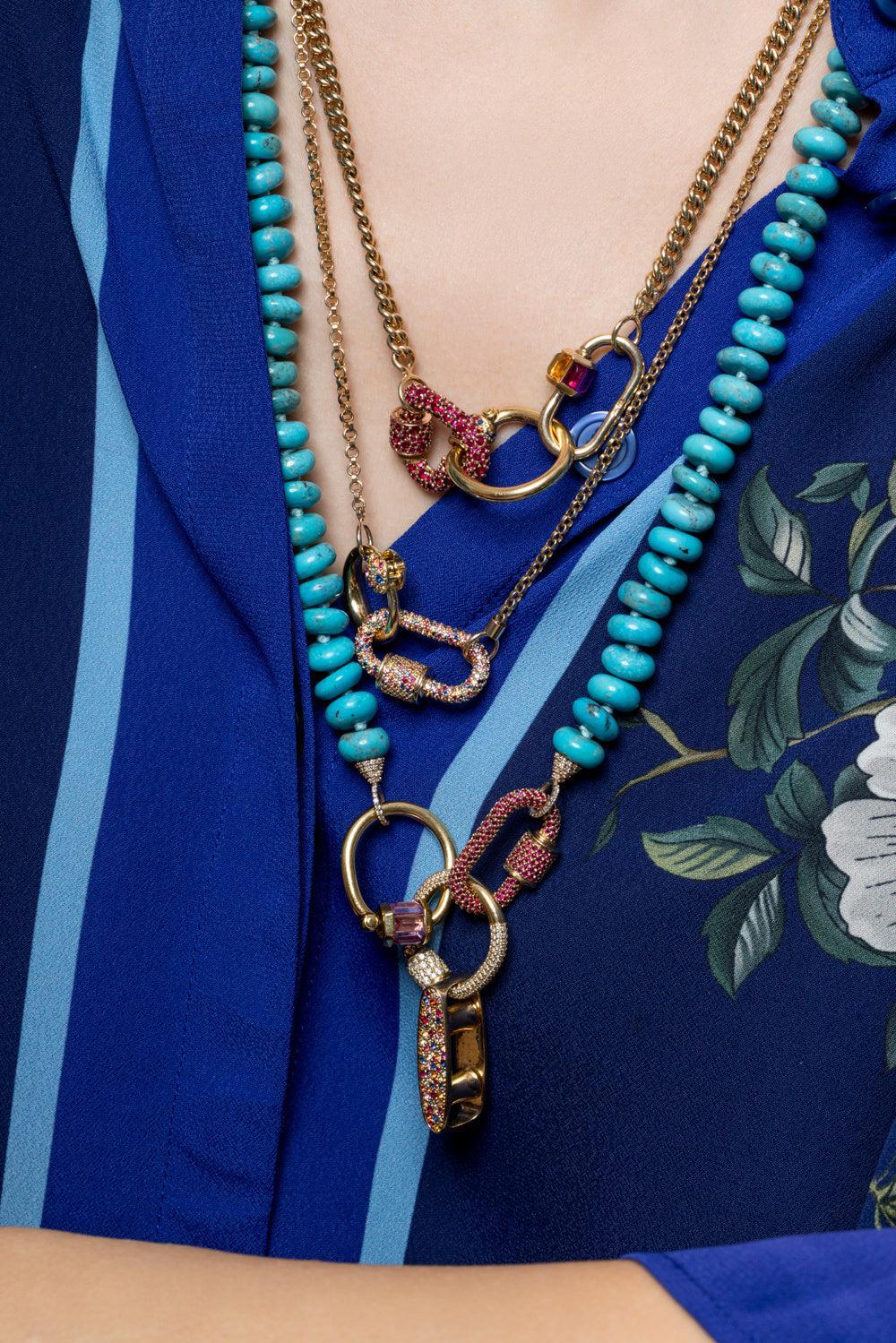 Turquoise Rondelle Strand Necklace - Image 4