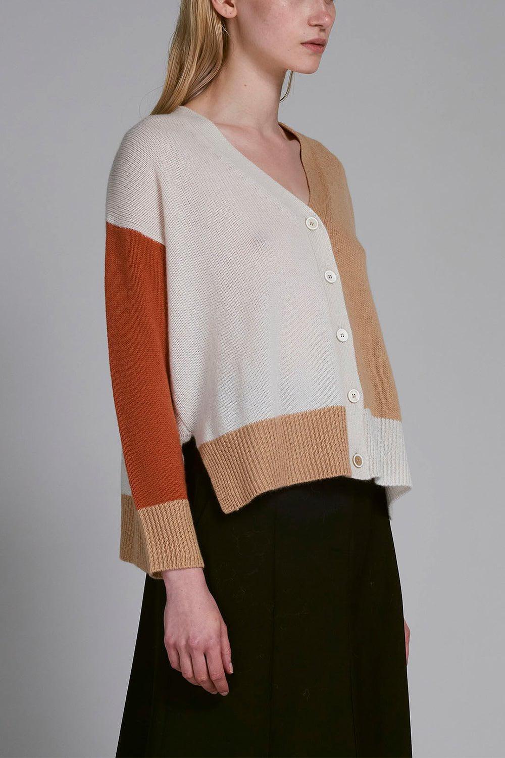 Colour Block Cardigan - Alabaster - Image 2