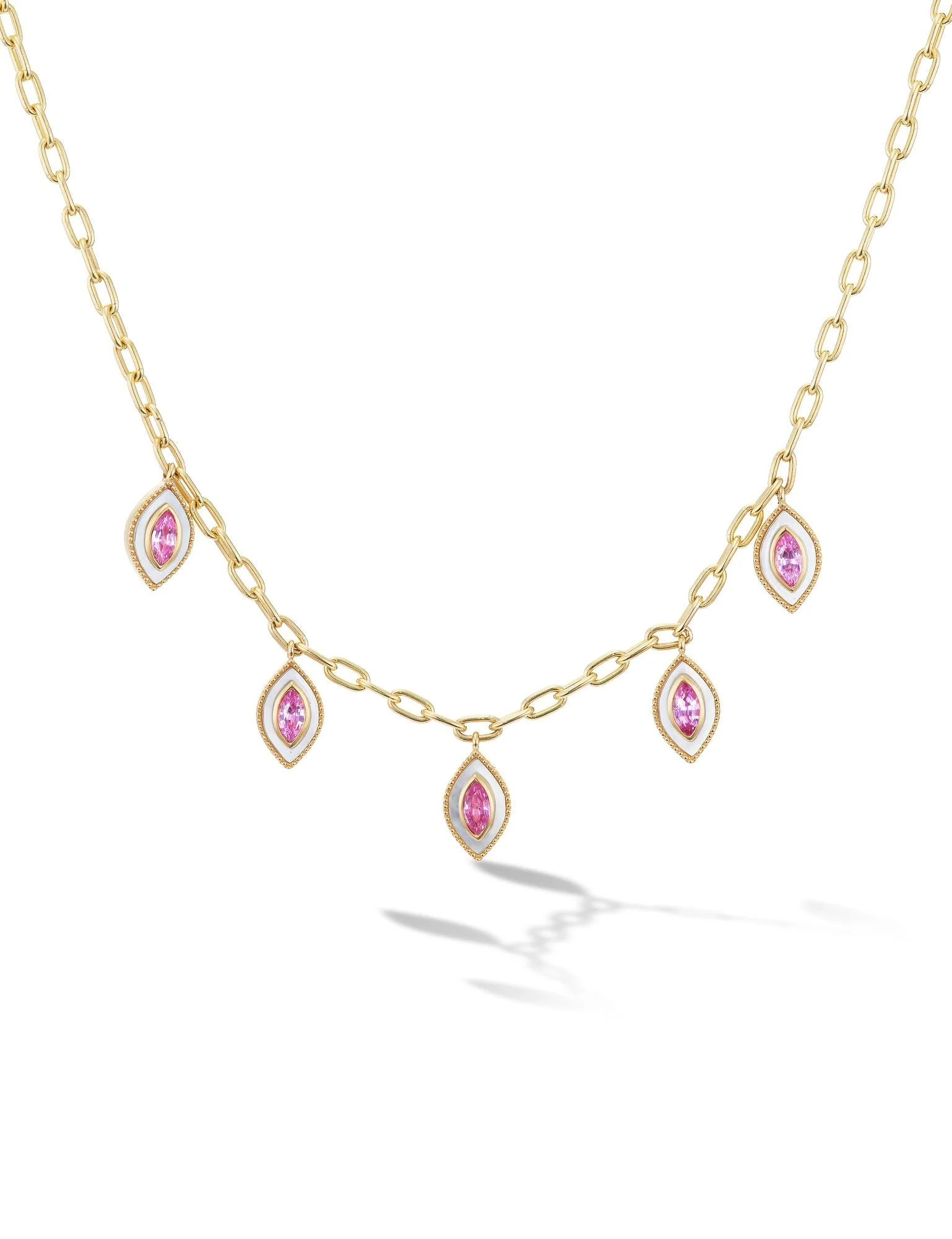 MARQUISE PINK SAPPHIRE EYE PENDANT NECKLACE