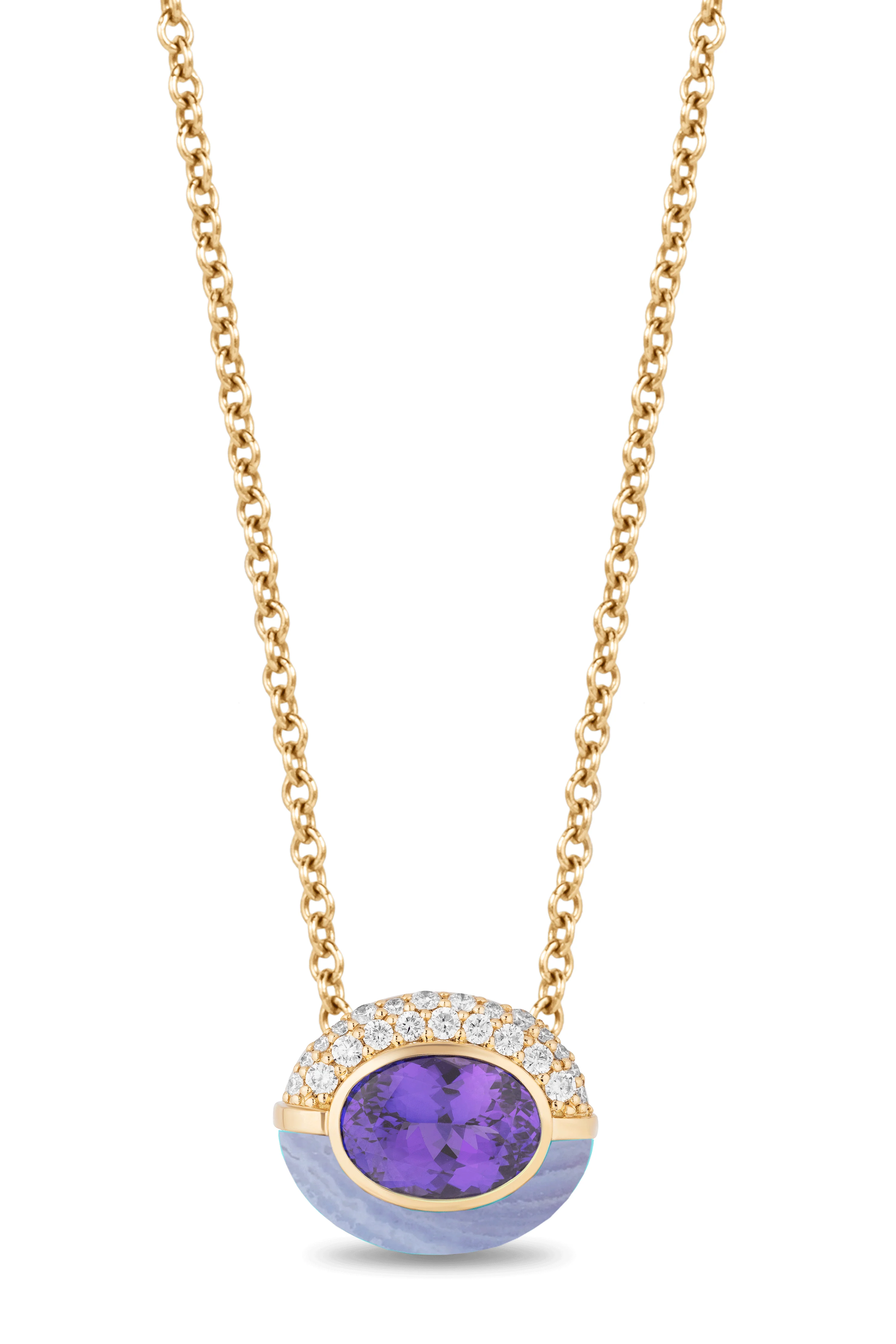 Amethsyt Sugar And Spice Oval Necklace