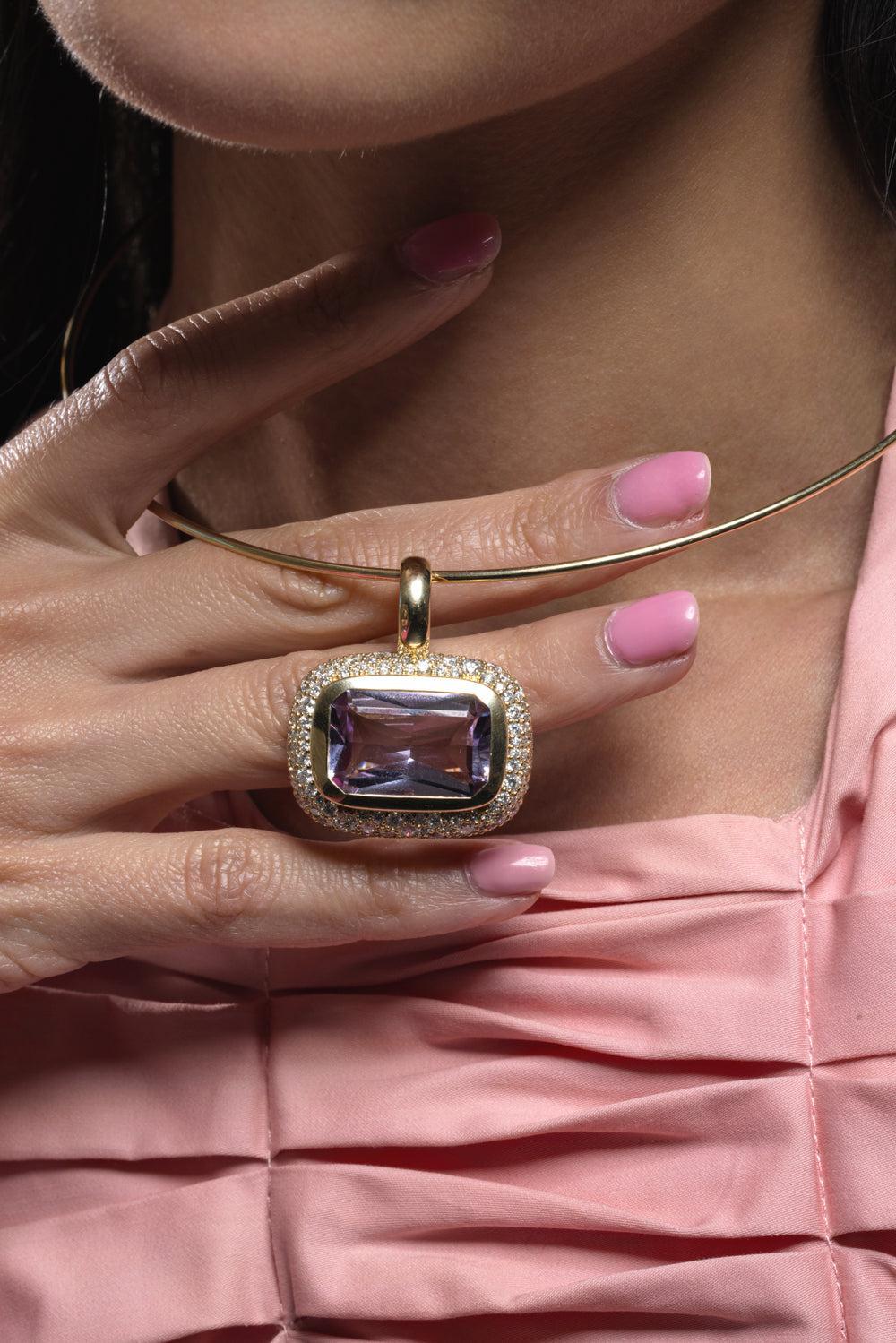 Amethyst Jumbo Floret East West Pendant - Image 3