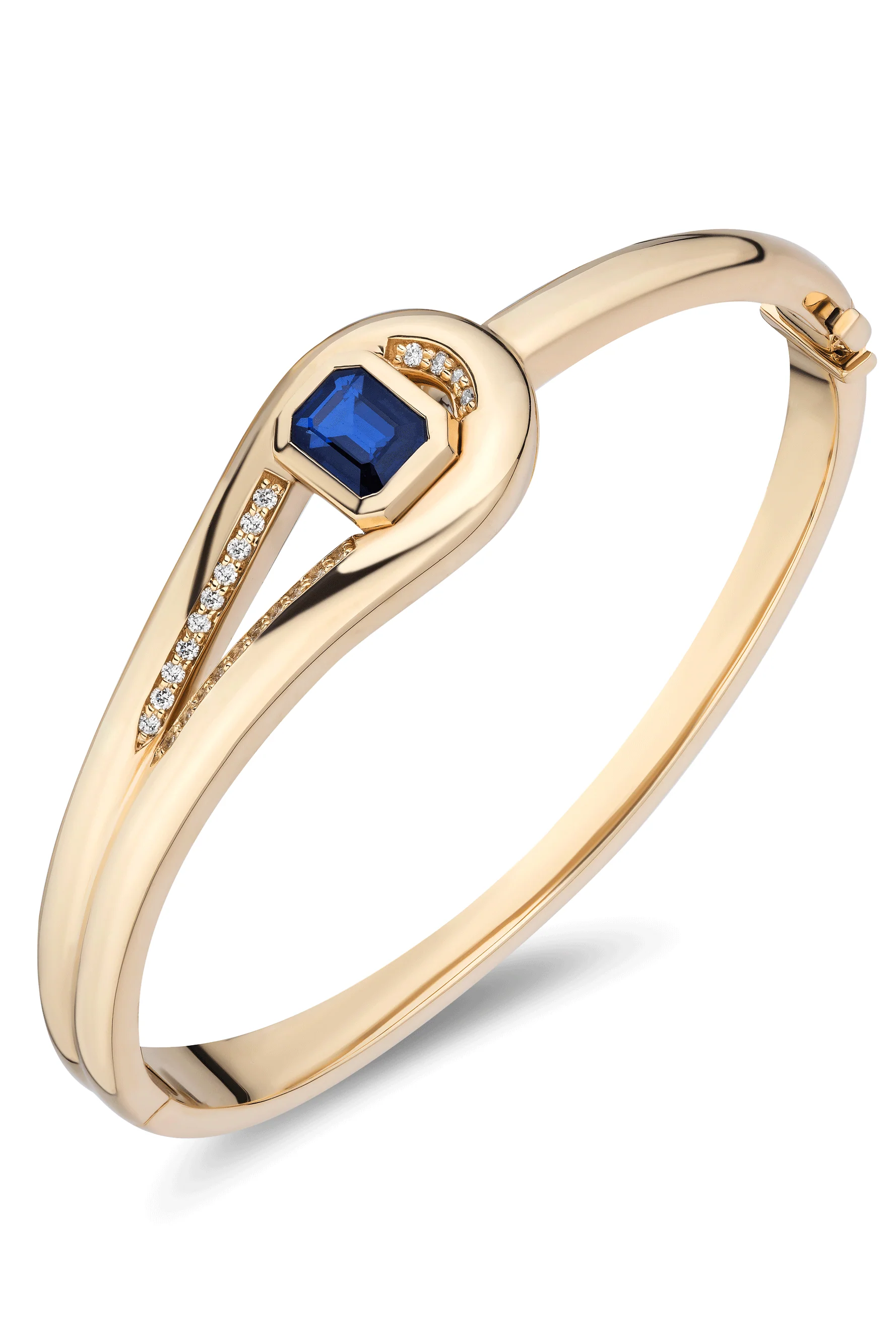 Blue Sapphire Slingshot Lasso Bangle Bracelet