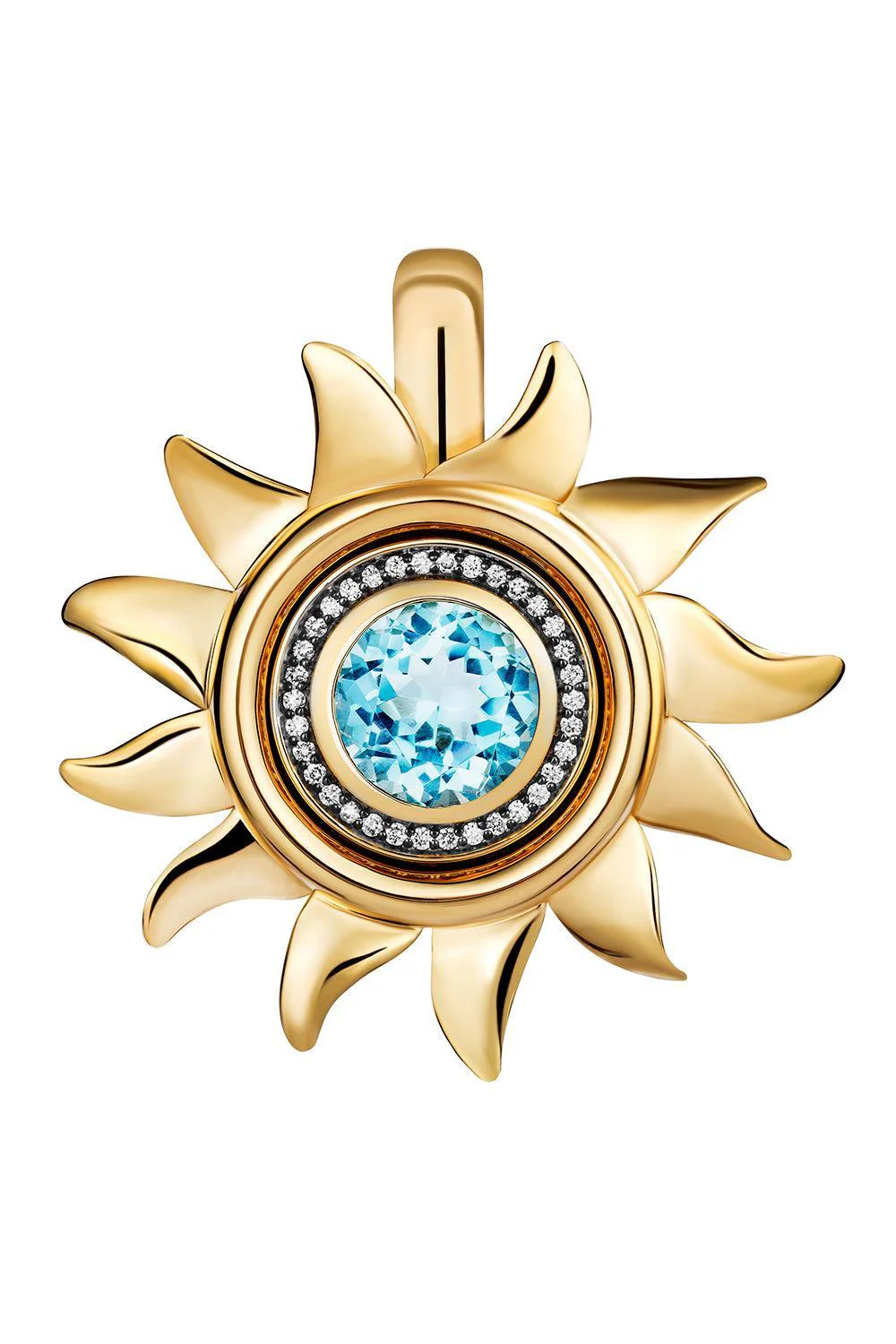 Blue Topaz Jumbo Sunflower Pendant