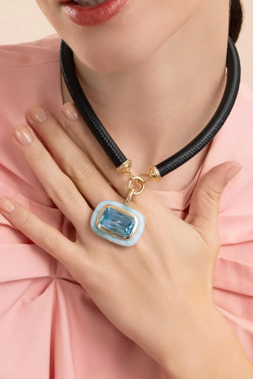 Blue Topaz Large Floret Pendant - Image 2