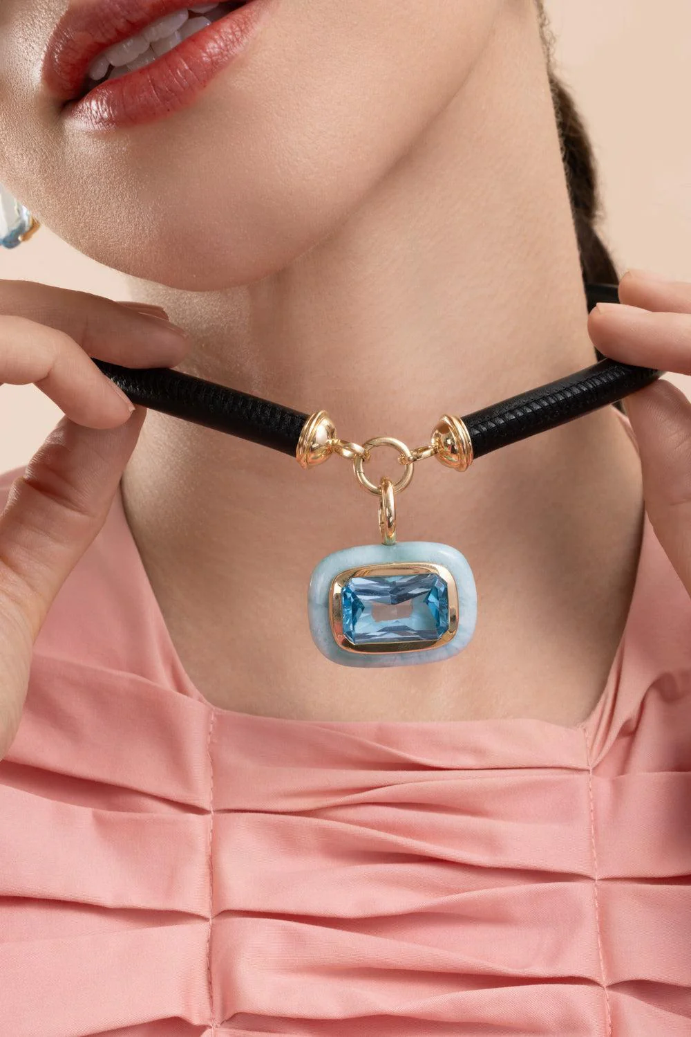 Blue Topaz Large Floret Pendant - Image 3