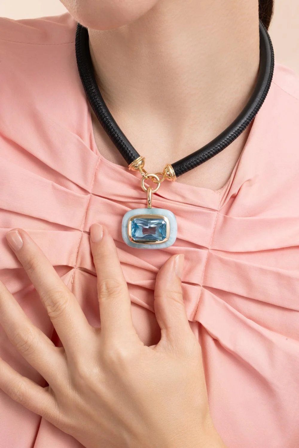 Blue Topaz Large Floret Pendant - Image 4