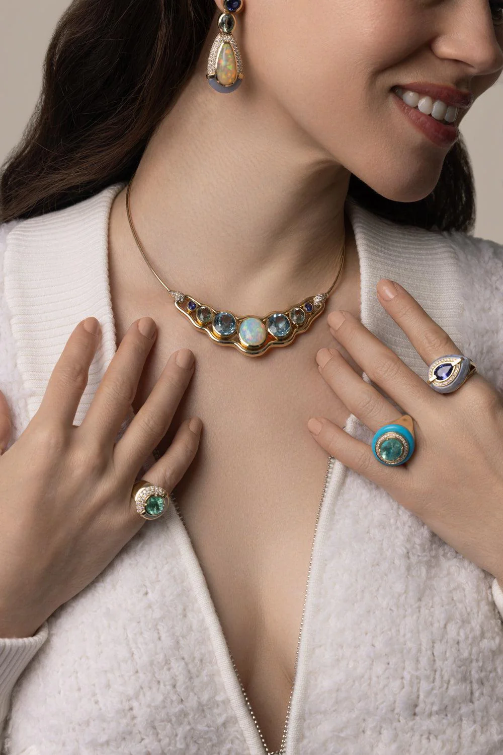 Blue Topaz Slingshot Collar Necklace - Image 2