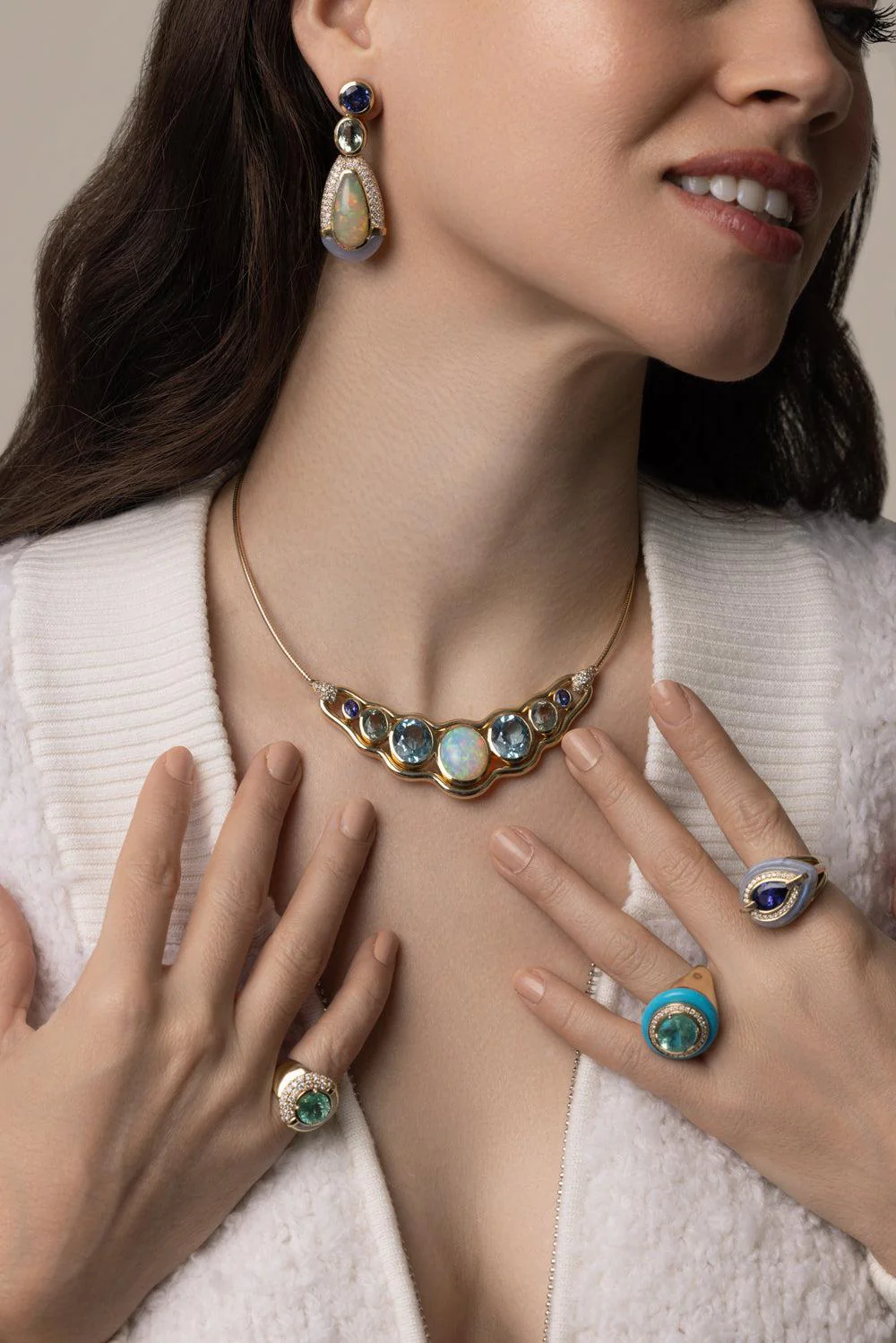 Blue Topaz Slingshot Collar Necklace - Image 3