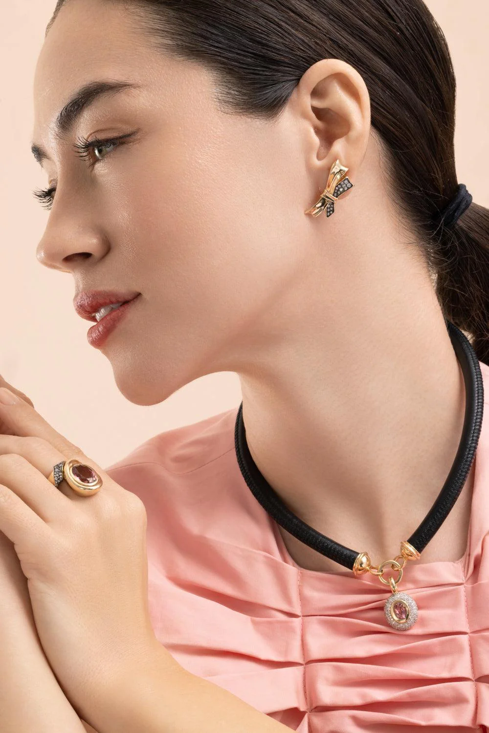 Chiffon Bow Stud Earrings - Image 3