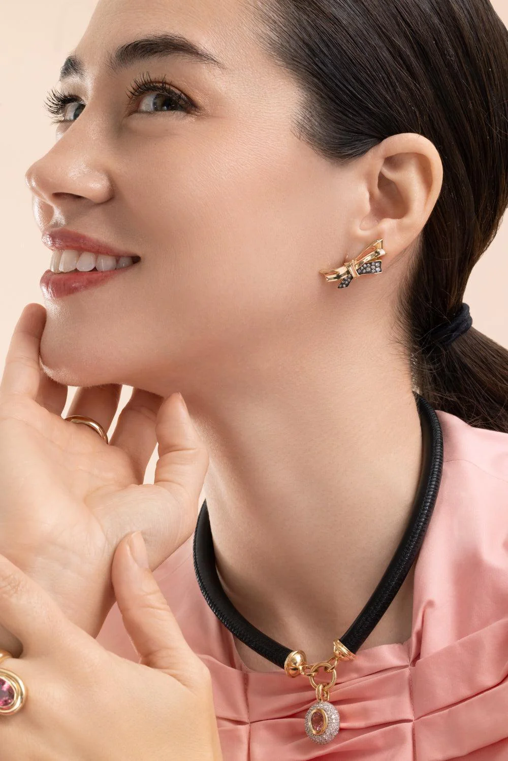 Chiffon Bow Stud Earrings - Image 4
