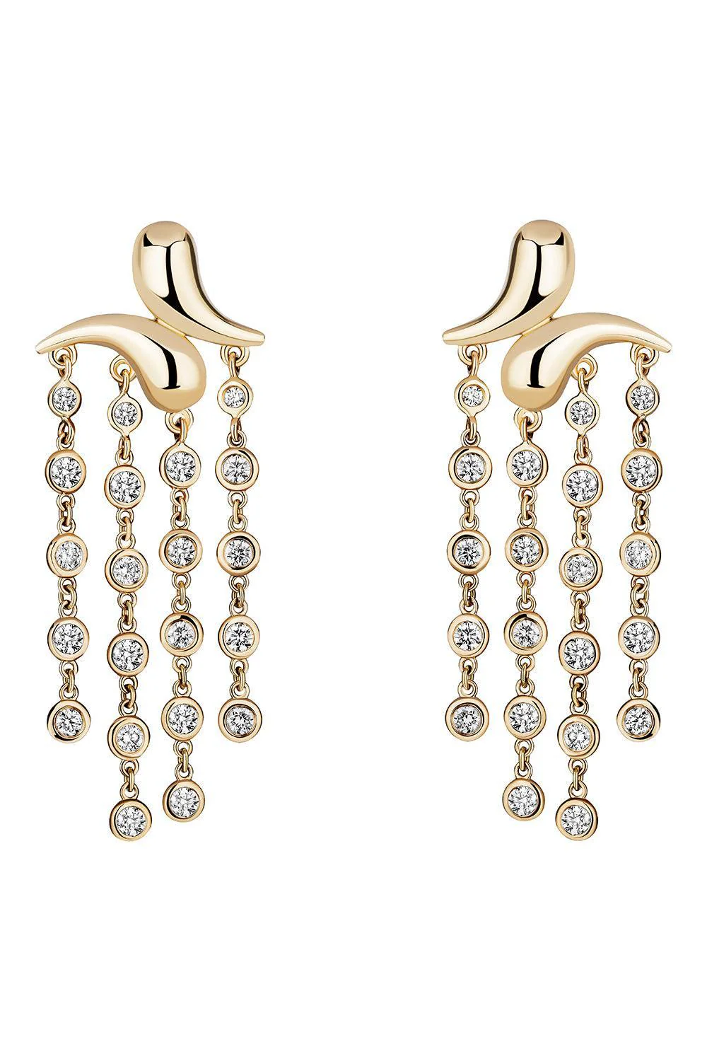 Diamond Boomerang Tassel Drop Earrings