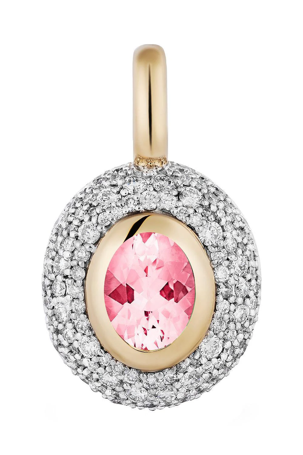 Diamond Pink Tourmaline Floret Oval Pendant